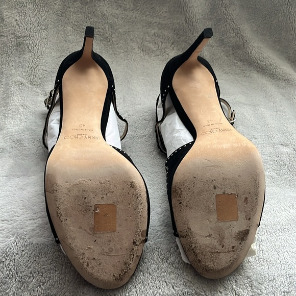 Jimmy CHOO dressy sandals Ivette 85 heel size 43 black suede w/micro studs - Picture 3 of 13